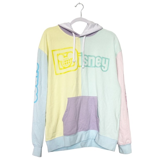 Walt Disney World Pastel Logo Colorblock Hoodie Sweatshirt Unisex Sz Medium - Picture 3 of 13
